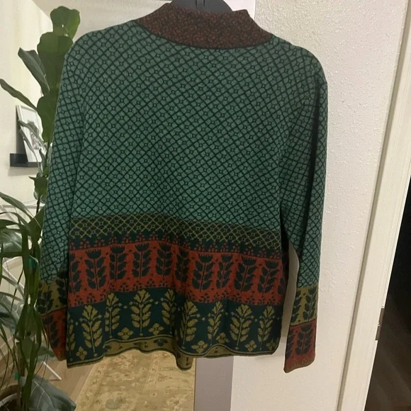 Gudrun Sjoden Forest Green and Rust Cardigan - Picture 4 of 5